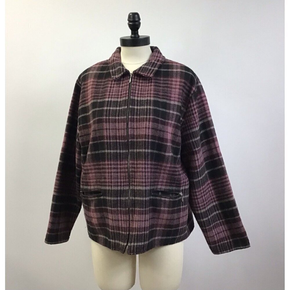 Woman’s Fashion Bug Plaid Zip Jacket Blazer Size XL
